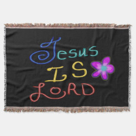 Jesus is LORD Colorful Script Black Deken