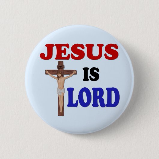 JESUS IS LORD RONDE BUTTON 5,7 CM (Voorkant)