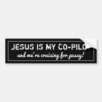 jesus is mijn copilot en we zijn aan het kruipen - bumpersticker