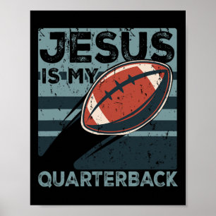 Jesus Is Mijn Quarterback Christelijke Voetbal Bal Poster