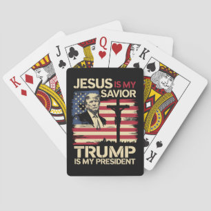 Jesus Is Mijn Redder Trump Is Mijn President Vlag  Pokerkaarten