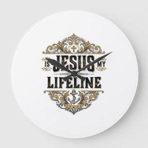 Jesus Is Mijn Reddingslijn Vintage Christelijk Shi Grote Klok