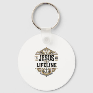 Jesus Is Mijn Reddingslijn Vintage Christelijk T-S Sleutelhanger