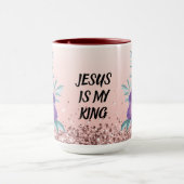 Jesus Is My King - Custom Text Floral Mug (Centre)