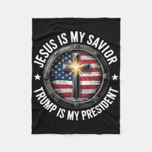 Jesus Is My Savior Trump Mijn President Christelij Fleece Deken