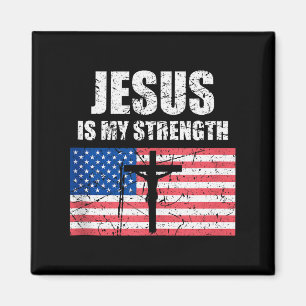 Jesus Is My Strength Usa Vlag Christelijk Kruis Ku Magneet