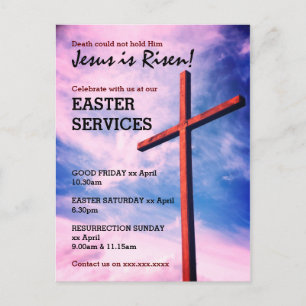 Jesus is Risen EASTER CHURCH SERVICES Gepersonalis Uitnodiging Briefkaart
