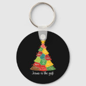 Jesus Is The Gift Christmas Tree Patchwork Scriptu Sleutelhanger (Voorkant)
