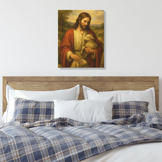 Jesus Is The Shephard #4™ LDS Muurkunstcanvas Canvas Afdruk (Insitu (Slaapkamer))