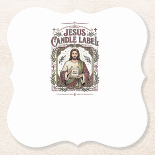 Jesus Kaars Label Jezus Kaars Christelijk Geloof V Kartonnen Onderzetters