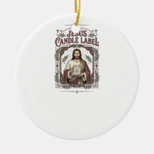 Jesus Kaars Label Jezus Kaars Christelijk Geloof V Keramisch Ornament
