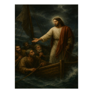 Jesus Kalmeert het Storm™ LDS Art Poster Perfect Poster