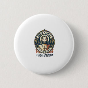 Jesus Kapper Heren Verzorging Grafische T-shirt Ch Ronde Button 5,7 Cm