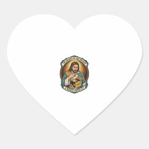Jesus Kartonnen Doos Papier Snij Vinger Pijn Humor Hart Sticker