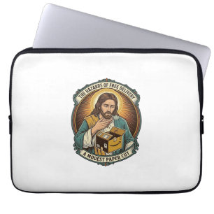 Jesus Kartonnen Doos Papier Snij Vinger Pijn Humor Laptop Sleeve