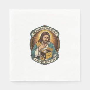 Jesus Kartonnen Doos Papier Snij Vinger Pijn Humor Servet