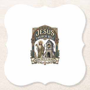 Jesus Kerk Bel Jesus Kerk Bel Christelijk Geloof Kartonnen Onderzetters