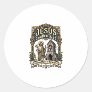 Jesus Kerk Bel Jesus Kerk Bel Christelijk Geloof Ronde Sticker