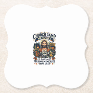 Jesus Kerk Kamp VBS Nostalgie T-shirt Op geloof ge Kartonnen Onderzetters
