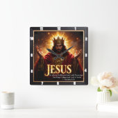 Jesus King Crown Robe Sovereign Glory  Vierkante Klok (Huis)