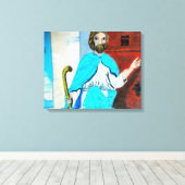 JESUS KNOCKS canvas Afdruk (Insitu (Houten vloer))