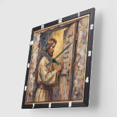 Jesus Knocks: Open Your Heart Vierkante Klok (Hoek)