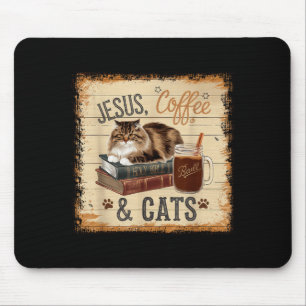 Jesus koffie katten grappig schattig ontwerp Jesus Muismat