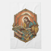 Jesus koffie morsen mechanisch toetsenbord kapotte theedoek (Verticaal)