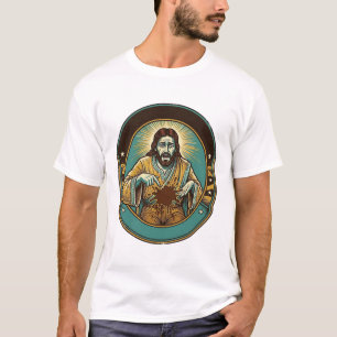 Jesus koffievlek broek voor het ontmoeten van kant t-shirt