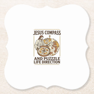 Jesus Kompas En Puzzel Levensrichting Jezus Comp Kartonnen Onderzetters