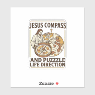 Jesus Kompas En Puzzel Levensrichting Jezus Comp Sticker