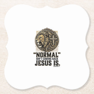 Jesus Komt Terug Leeuw Kruis Christelijk T-shirt Kartonnen Onderzetters