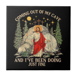 Jesus komt uit mijn grot tegeltje