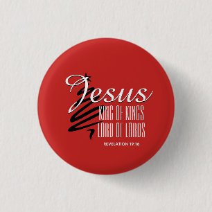 JESUS KONING OF KINGS-Christelijke kerstgeschrift Ronde Button 3,2 Cm