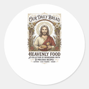 Jesus Kookboek Receptkaart Esthetisch Vintage T-sh Ronde Sticker