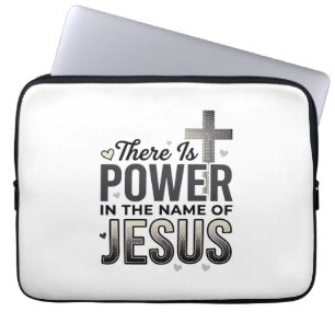 Jesus Kracht Religieus Vintage Typografie T-shirt Laptop Sleeve