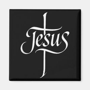 Jesus Kruis Calligrafie Aanbidding Gelooof Design  Magneet