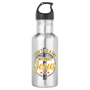 Jesus Kruis Christelijke Typografie Shirt Ontwerp_ Waterfles