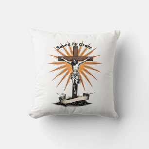 Jesus Kruis Geloof Vintage Gravure Christelijk T-s Kussen