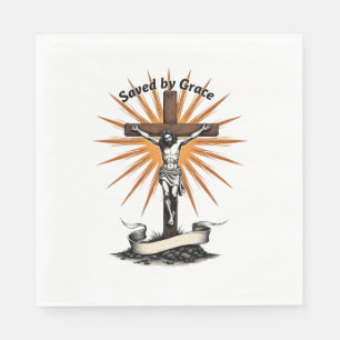 Jesus Kruis Geloof Vintage Gravure Christelijk T-s Servet