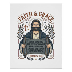 Jesus Kruissteek Vintage T-shirt Christelijke Graf Perfect Poster