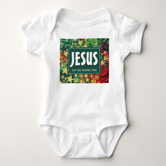 JESUS Laat Ons Hem Aanbidden Kerstmis Romper (Voorkant)