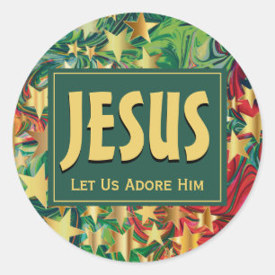 JESUS laat ons zijn kerststerren feestelijk maken Ronde Sticker