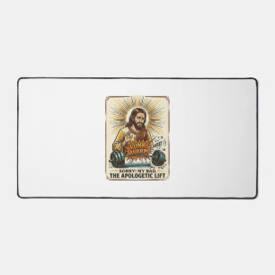 Jesus laat zware halter luidruchtig vallen Gym Lun Bureaumat