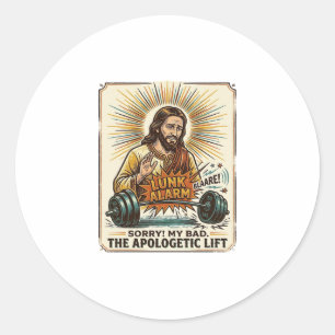 Jesus laat zware halter luidruchtig vallen Gym Lun Ronde Sticker