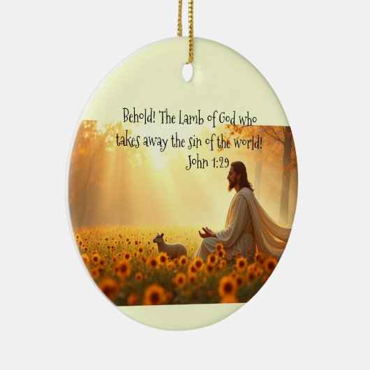 Jesus Lamb of God Acrylic Print Keramisch Ornament (Rechts)