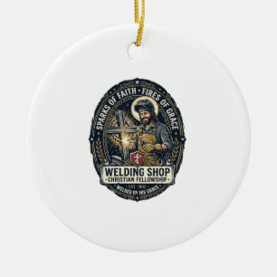 Jesus Lasser Metaalwerk T-Shirt Inspirerend Gemaak Keramisch Ornament