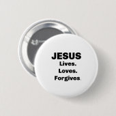 JESUS Leeft Liefheeft Vergeeft Ronde Button 5,7 Cm (Voorkant /achterkant)