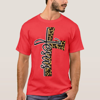 Jesus Leopard Cross Christelijk Jesus Halleluj T-shirt