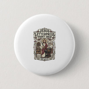 Jesus Letterpress Print Shop Jesus Letterpress Pri Ronde Button 5,7 Cm